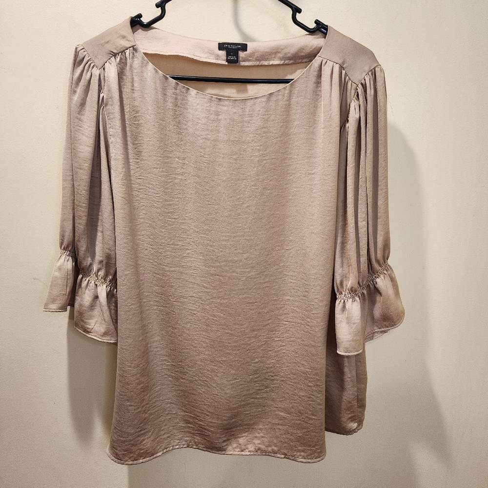 Ann Taylor Beige Satin Blouse